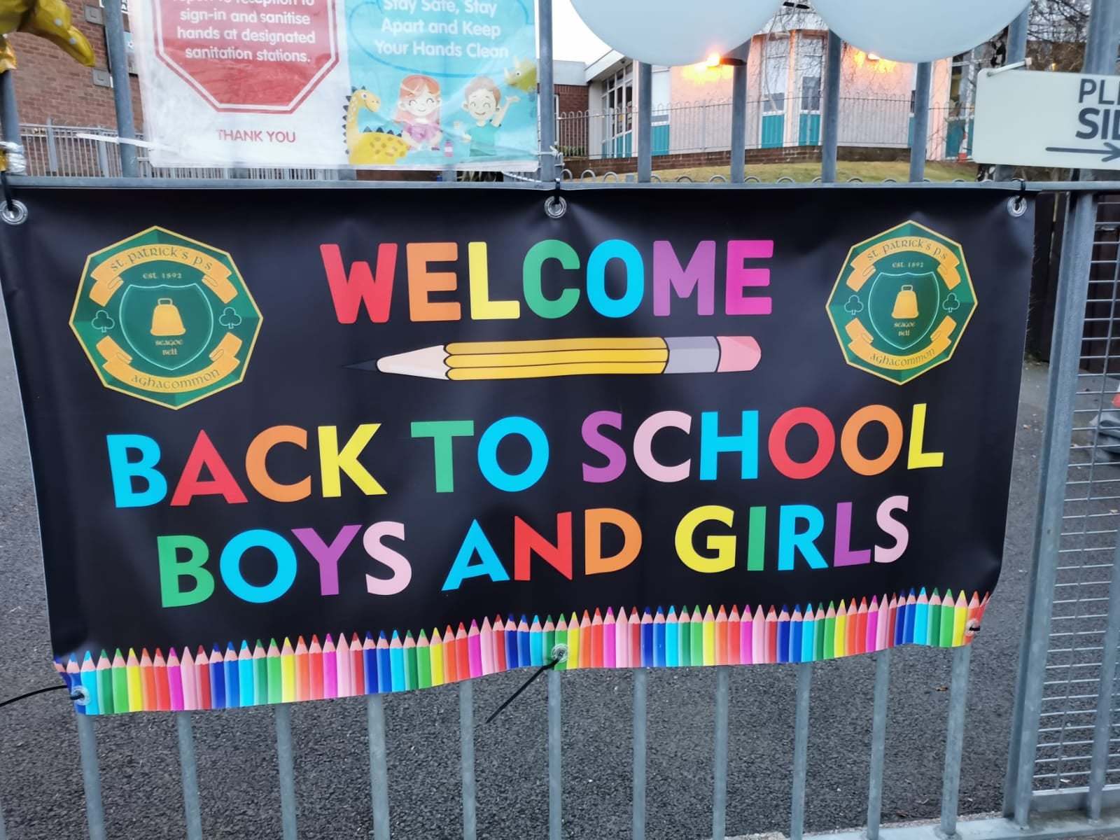 Welcome banner for a school